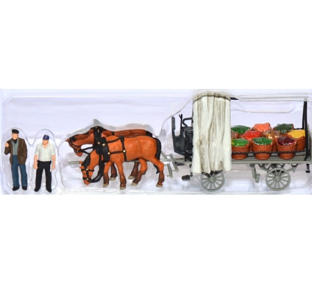 Pferdegespann Rollwagen mit Gemüseladung