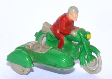 Motorrad mit Seitenwagen / Motorcycle with Sidecar grün