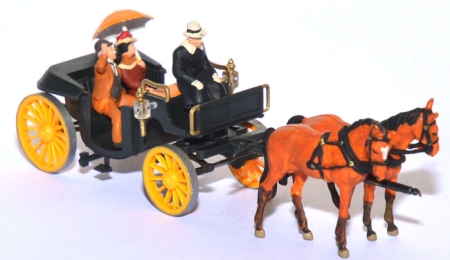 Pferdegespann 2-spännige Kutsche offen um 1900