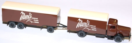 Büssing 8000 Kofferlastzug mit Anhänger 3achsig Mundi Schokolade