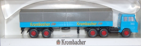 Hanomag-Henschel Pritschensattelzug Krombacher adriablau