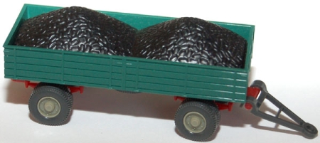 Pritschen-Lkw-Anhänger 2achsig mit Kohlenladung resedagrün