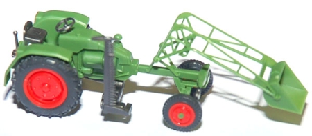 Geräteträger mit Frontlader und Mähbalken Traktor grün 17928