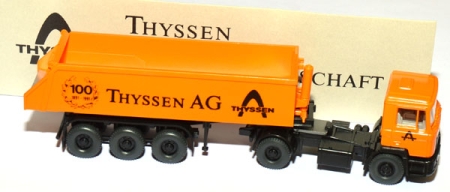 MAN F 90 Hinterkippersattelzug 100 Jahre Thyssen AG orangegelb