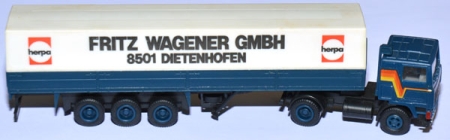 Volvo F 12 Pritschensattelzug Herpa - Fritz Wagener GmbH 8501 Dietenhofen blau