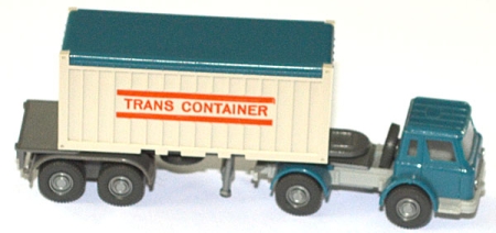 International Harvester open-top Containersattelzug Trans Container azurblau