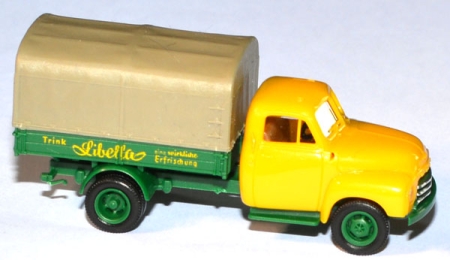 Opel Blitz 1952 Pritschen-LKW mit Plane Libella gelb