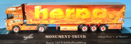 Scania 164 TL Kühlkoffer-Sattelzug Herpa Monument Truck Airbrush