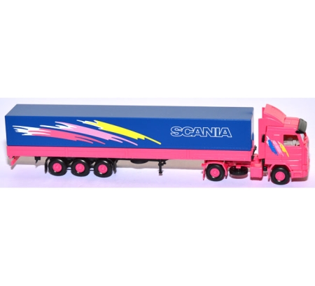 Scania 143 M Pritschensattelzug rosa