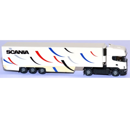 Scania 144 L Kühlkoffersattelzug weiß