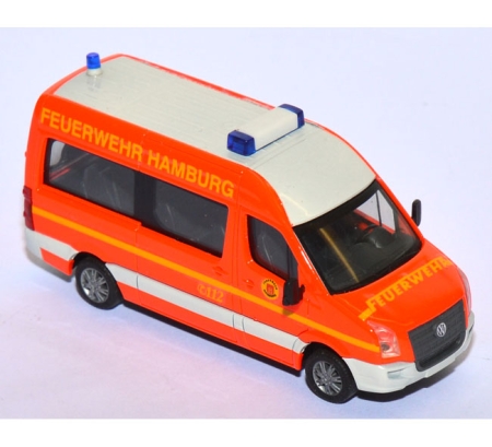 VW Crafter Bus Hochdach Feuerwehr Hamburg tagesleuchtrot