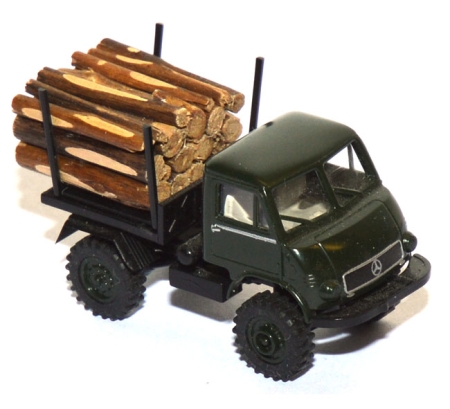 Mercedes-Benz Unimog U 402 mit Holzladung grün