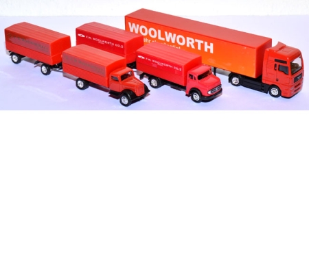 Drei Generationen Woolworth Trucks rot