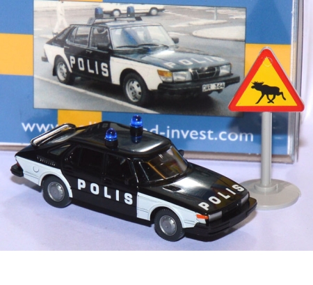 Saab 900 Turbo Polis Polizei Schweden schwarz