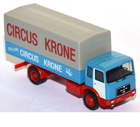 MAN F8 Pritschen-LKW Circus Krone blau