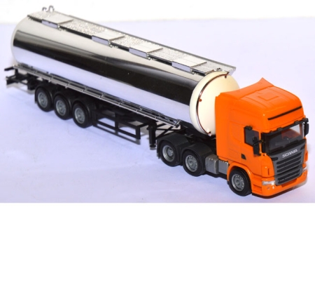 Scania R 620 Chromtank-Sattelzug orange