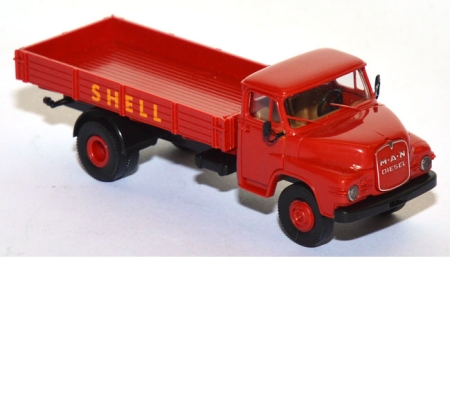 MAN 635 Kurzhauber Pritschen-LKW Shell rot