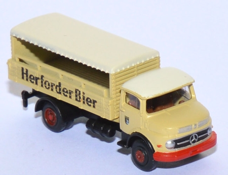 Mercedes-Benz L322 Getränkepritschen-LKW mit Plane Herforder Bier beige