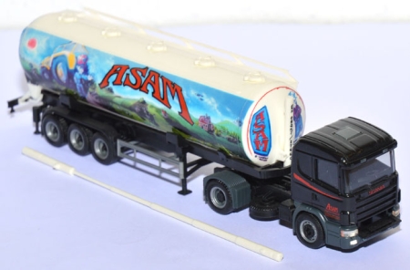 Scania 124 Silo-Sattelzug 56m³ Asam Spedition schwarz