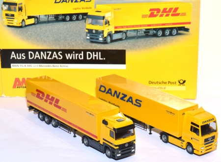 MAN TG-A XXL Danzas + Mercedes Benz Actros DHL Koffersattelzug - Aus Danzas wird DHL.