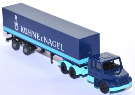 Scania 142 Hauber Pritschensattelzug Kühne & Nagel blau