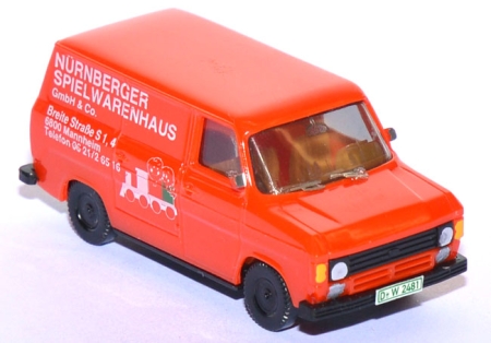 Ford Transit MK2 Kasten Nürnberger Spielwarenhaus rotorange