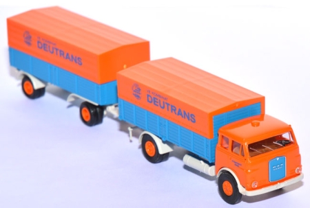 MAN 10.212 Pausbacke Pritschen-Lastzug Deutrans orange