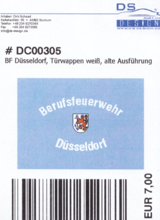 Decals BF Düsseldorf - Türwappen / Berufsfeuerwehr Düsseldorf - alte Ausführung