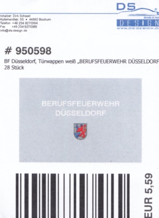 Decals BF Düsseldorf - Türwappen / BERUFSFEUERWEHR DÜSSELDORF