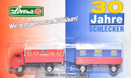IFA W 50 Pritschenlastzug 30 Jahre Schlecker / Lorenz rot