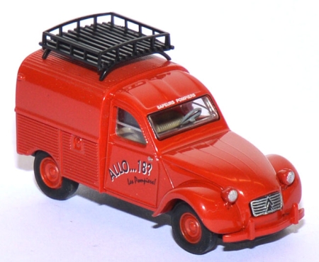 Citroen 2CV Kastenente Pompiers - Feuerwehr Frankreich rot