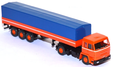 Büssing BS 16 S Pritschensattelzug orange