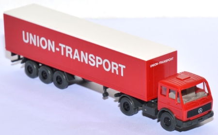 Mercedes-​Benz NG 1626 S Koffersattelzug Union-​Transport rot