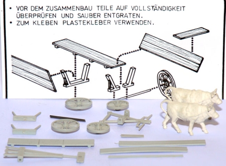 Ochsengespann Bauernwagen / Kastenwagen zweispännig - Bausatz Kleinserienmodell