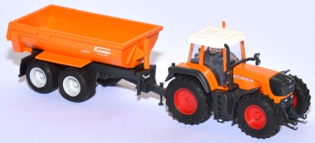 Fendt Vario 930 mit Anhänger Krampe Kipper Halfpipe orange