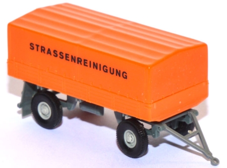 Pritschen-Lkw-Anhänger 2achsig mit Plane - STRASSENREINIGUNG orange