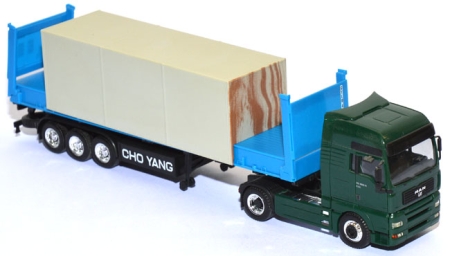 MAN TG 460 A XXL Flatbed Container-Sattelzug 40ft. Cho Yang grün