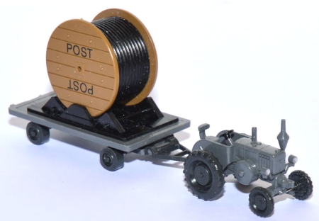 Lanz Bulldog D 1506 und Schwergut-​​​Anhänger mit Kabeltrommel DBP