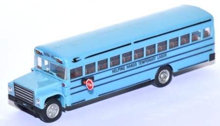 Bluebird School Bus International Chassis Helping Hands Temporary Labor blau