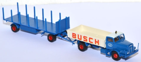 IFA H6 Pritschen-LKW mit Rungenanhänger Zirkus Busch blau