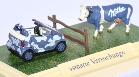 Diorama Smarte Versuchung - Smart Fortwo Cabrio mit Milka-Kuh 48970