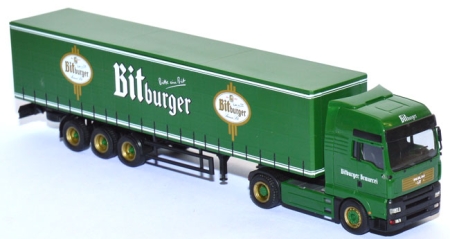 MAN TGA XXL Gardinenplanen-​Sattelzug Bitburger