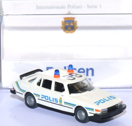 Saab 900 Turbo Polis Polizei Schweden weiß
