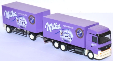 Mercedes-​Benz Actros 2543 Kofferlastzug Milka lila