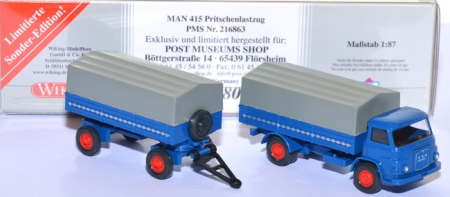 MAN 415 F Pritschenlastzug enzianblau