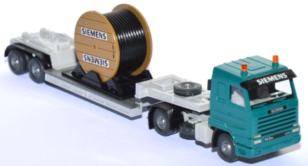 Scania 143 M Tiefladesattelzug Siemens Kabeltransport