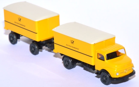 Mercedes-​​Benz L 1413 Kofferlastzug Post gelb