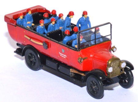 Saurer Bus offen Feuerwehr Wiesbaden 1926 mit Preiser Figuren