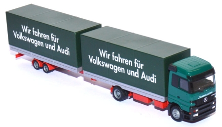 Mercedes-​​Benz Actros Tandem-​ Pritschenlastzug Schnellecke - Wir fahren für Volkswagen und Audi