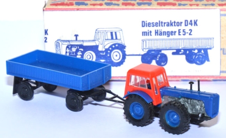 Dieseltraktor D4K mit Hänger E 5-2 rot / blau